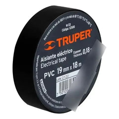 Huincha Aisladora Truper 19mmx18m Negra M-33 (8 Unidades) Negro Lisa