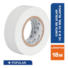 Huincha Aisladora 19mm X 18m Blanca Truper M-33b Blanco