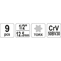 Juego Dados Hembra Torx 1/2 9pcs Yt-0521 - Yato