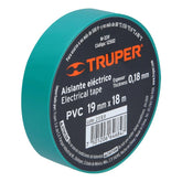 Huincha Aisladora Pvc 19mm X 18 M Verde M-33v Truper Verde Liso