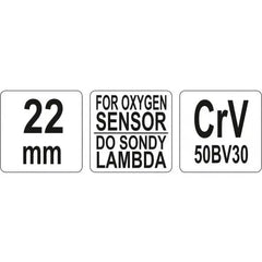 Llave P/ Sensor De Oxígeno Lambda 7/8 (22mm) Yato Yt-1754 Plateado