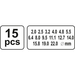 Juego De Sacabocados De Golpe 15pcs - Yato Yt-3591