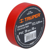 Huincha Aisladora Pvc 19 Mm X 18 M Rojo M-33r Truper Rojo Liso