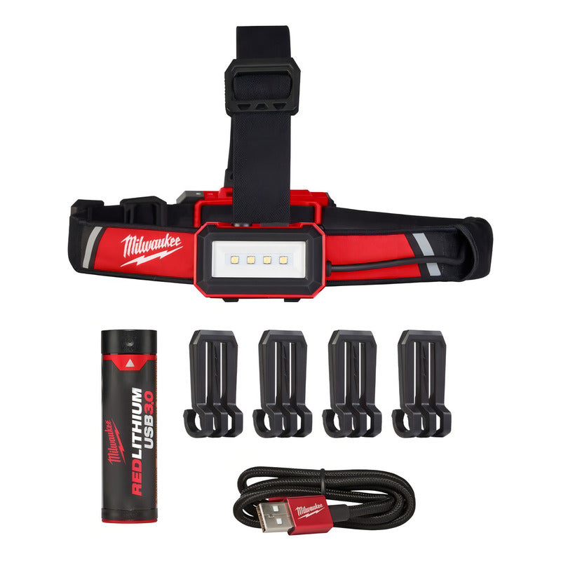 Milwaukee Linterna Frontal Recargable Usb 600 Lm 2115-21 S.f Color De La Luz Blanco Rojo