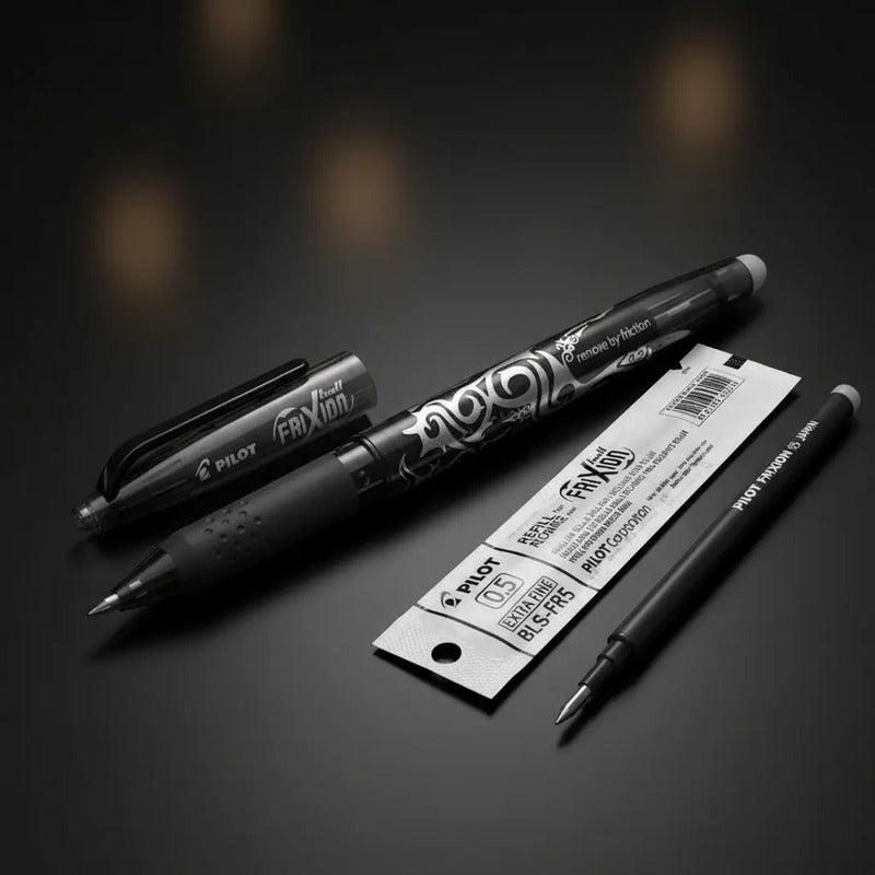 Pack Bolígrafo Pilot Frixion Ball 5 Con Repuesto De Tinta Termo Borrable Negra Negro