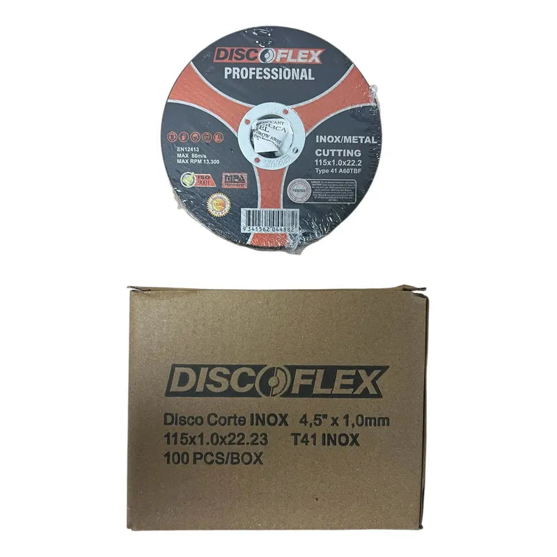Disco De Corte 4.1/2 115x1.0x22.2mm Discoflex 100 Unidades Negro