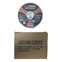 Disco De Corte 4.1/2 115x1.0x22.2mm Discoflex 100 Unidades Negro