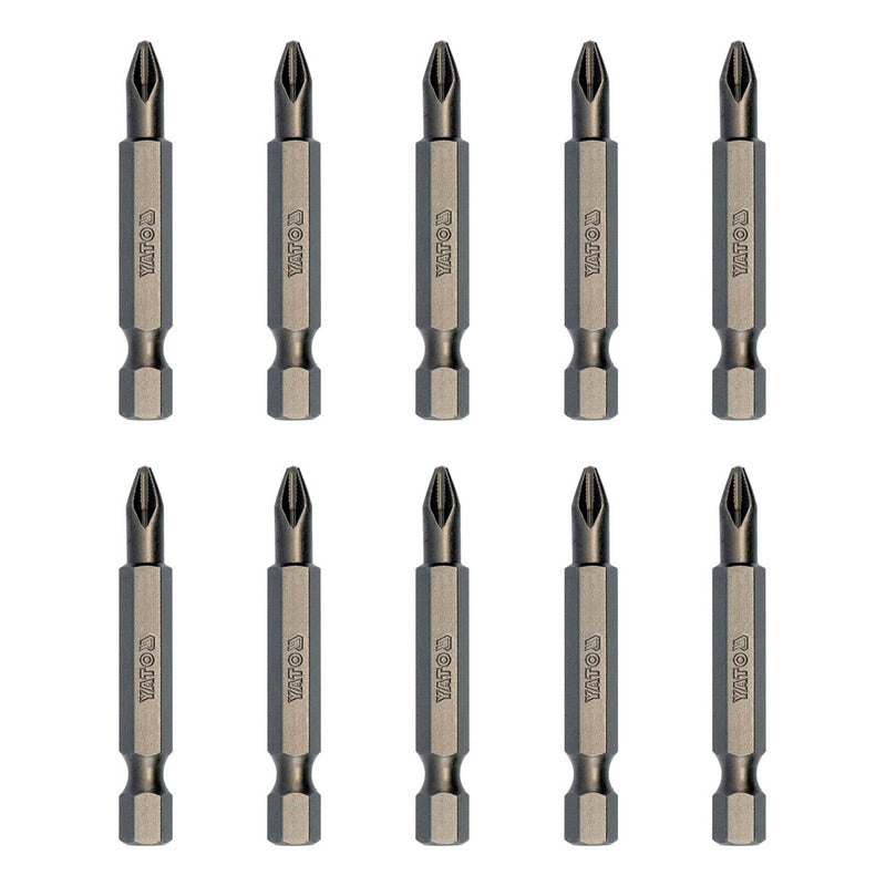 Set De 10 Puntas Philips Ph2 X 50mm Yato Yt-04782