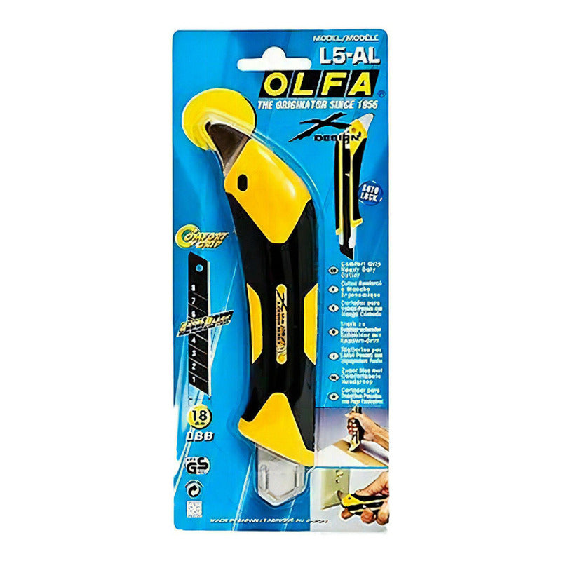 Cortador Olfa L5-al Amarillo Industrial Seguro Hoja 18mm