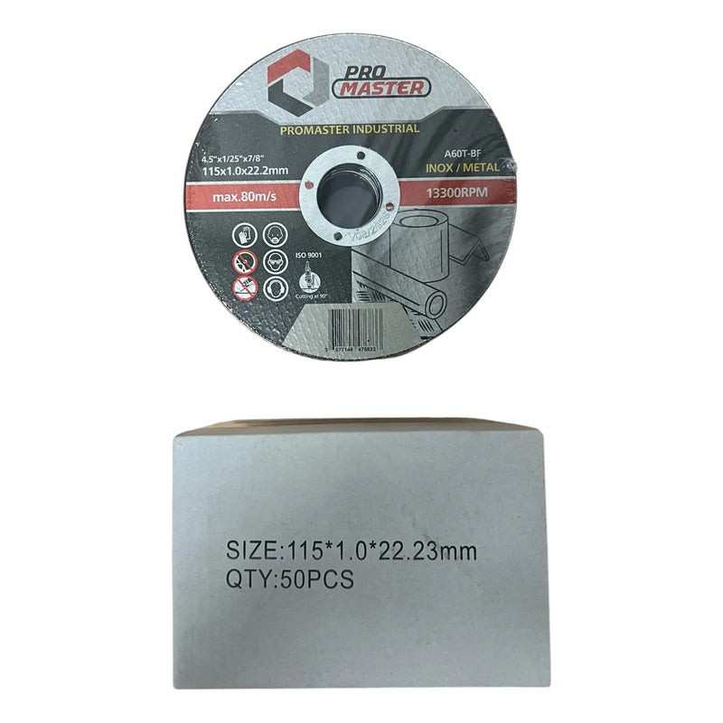 Disco Corte Promaster Inox/metal 4.1/2  X 1.0x22.2mm 50 Unid Gris Oscuro