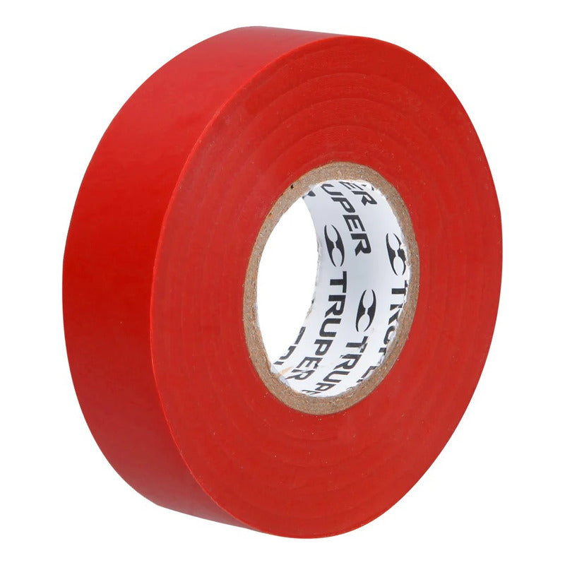 Huincha Aisladora Pvc 19 Mm X 18 M Rojo M-33r Truper Rojo Liso
