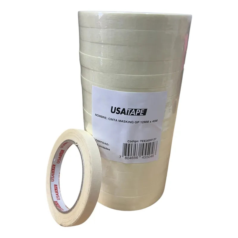 Cinta Enmascarar Masking Tape 12mmx40m Usatape Pack 18 Unid