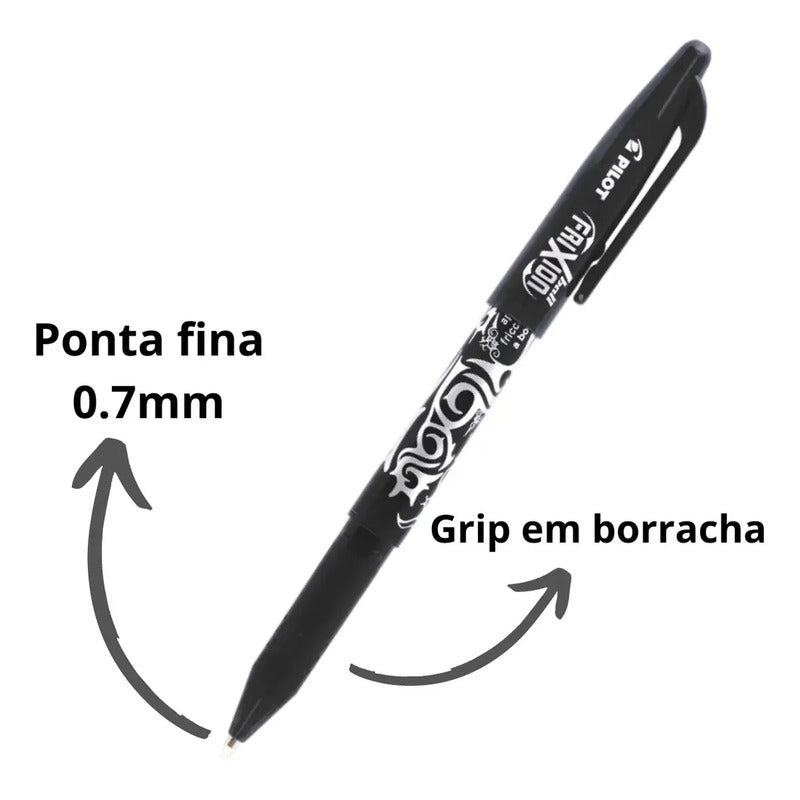 Bolígrafo Borrable Frixion Ball De 0,7 Mm, Exterior Negro Piloto, Tinta Negra