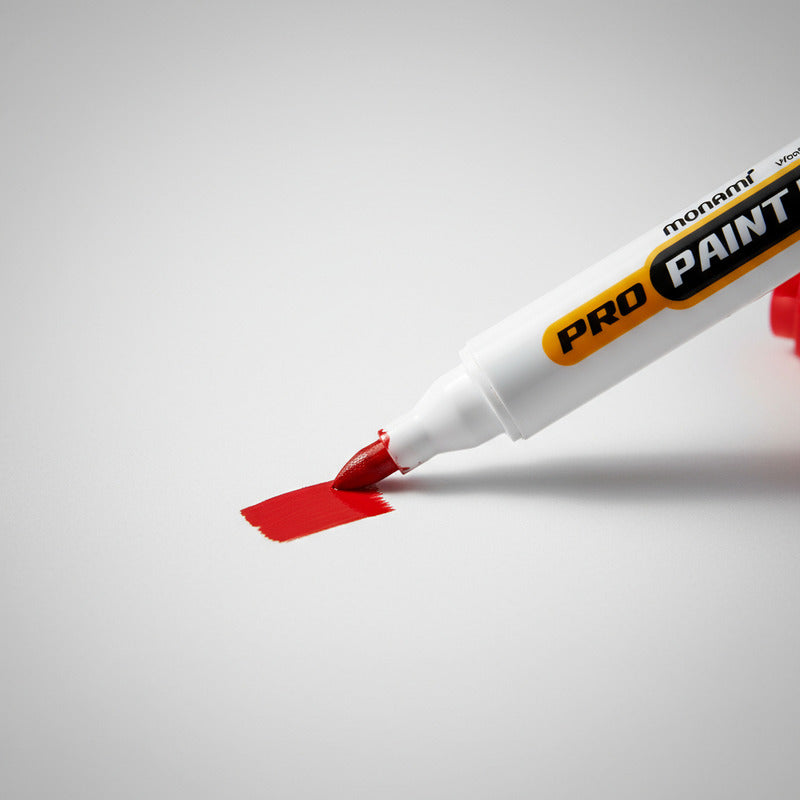 Marcador Óleo Monami Pro Paint Rojo Punta Redonda Resistente Agua