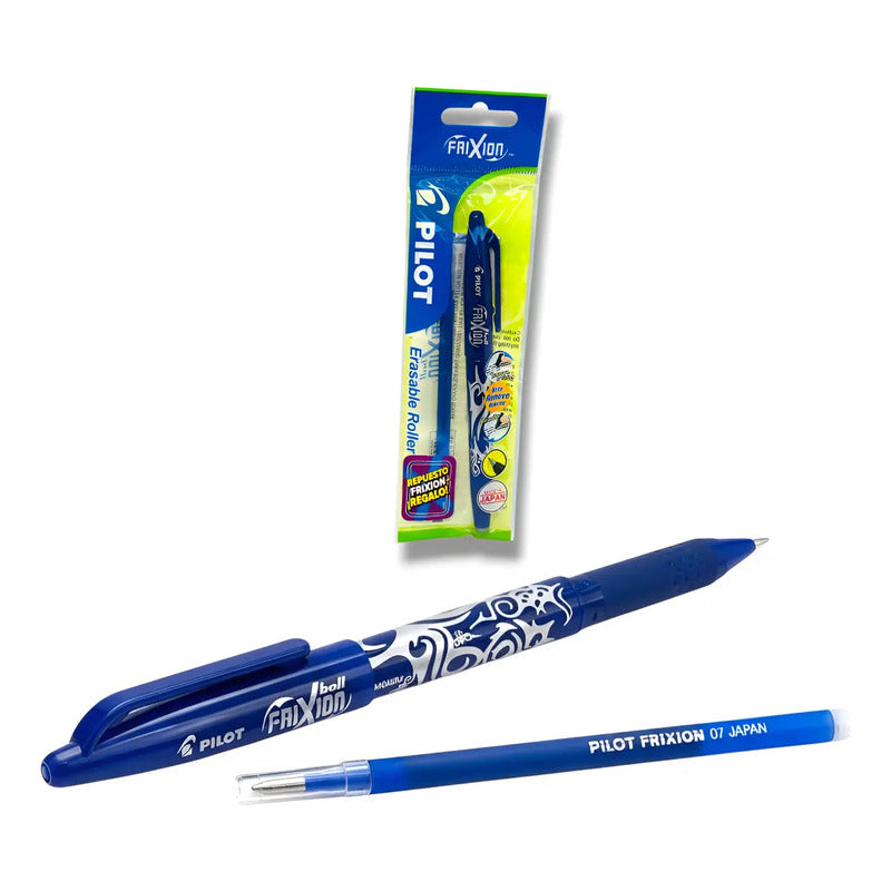 Set Lápiz Pilot Frixion Borrable 0.7mm + 1 Repuesto Azul