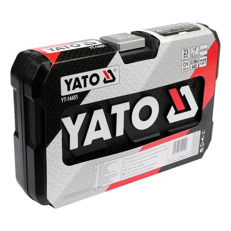 Juego De Dados [] 1/4 23 Piezas - Yato Yt-14451 Maleta Negro