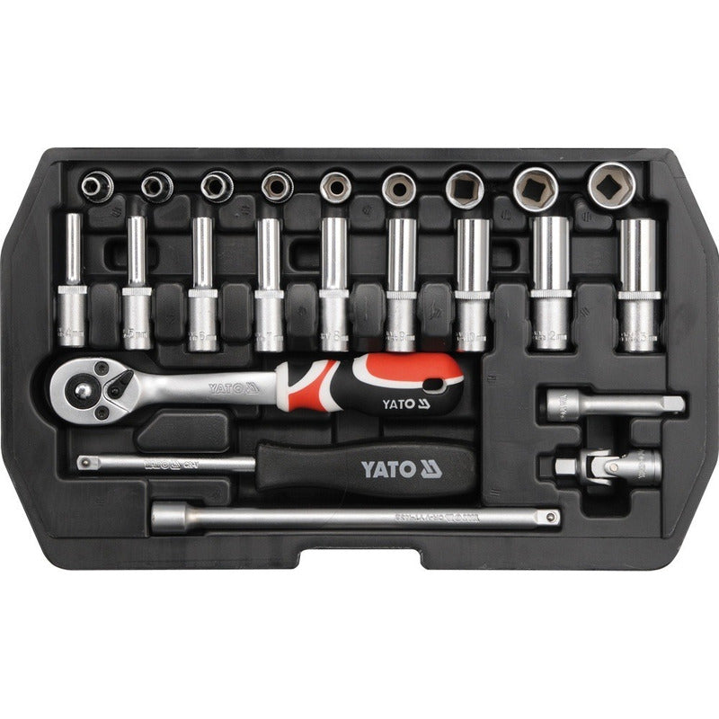 Juego De Dados [] 1/4 23 Piezas - Yato Yt-14451 Maleta Negro