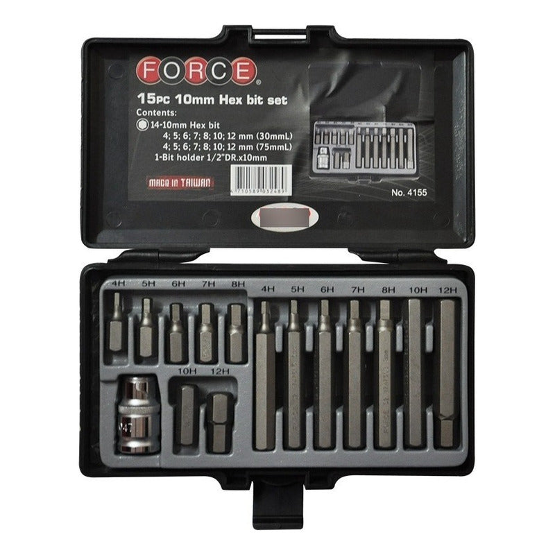 Juego Puntas Allen [] 1/2 15 Pzas. 4 A 12 Mm. Force 4155