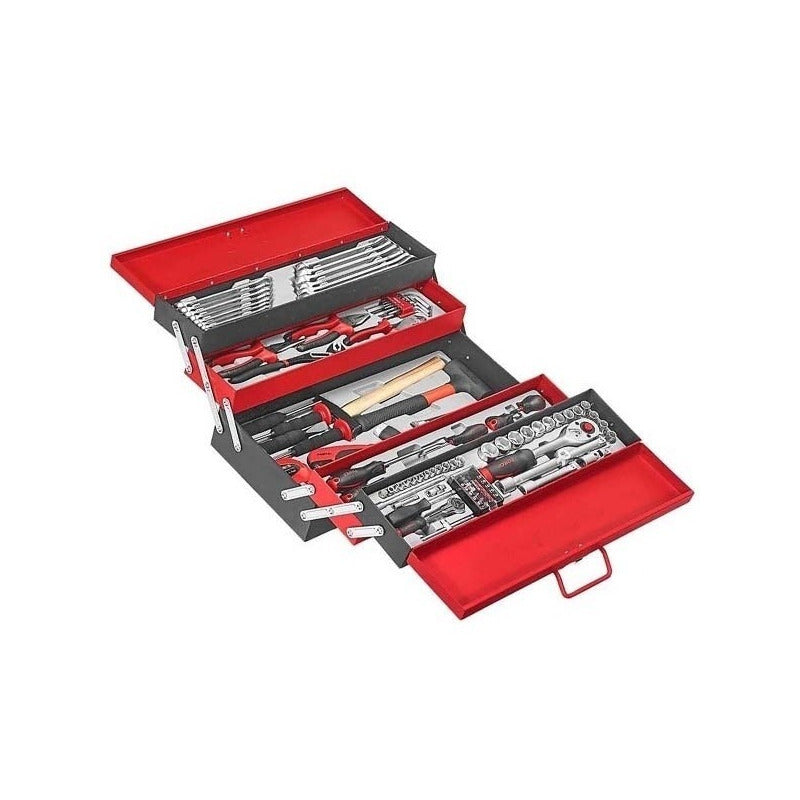 Caja 4 Bandejas Con 101 Herramientas Force Modelo 50235-101 Rojo/negro