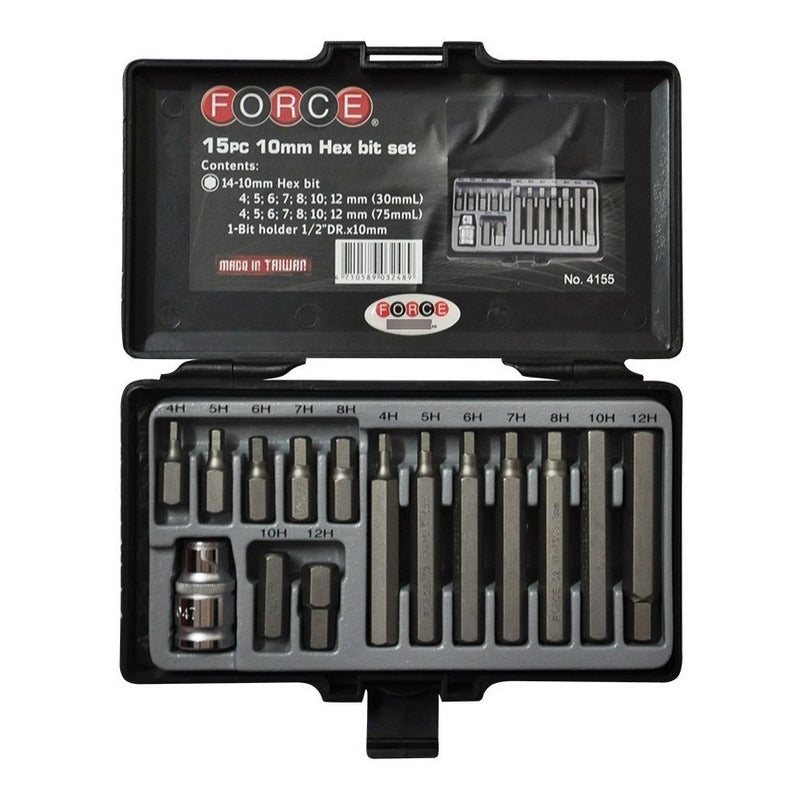 Juego Puntas Allen [] 1/2 15 Pzas. 4 A 12 Mm.  Force 4155
