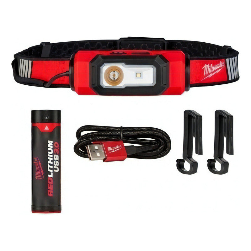 Linterna De Casco Recargable Usb Milwaukee 2116-21 Color De La Luz Rojo Blanco
