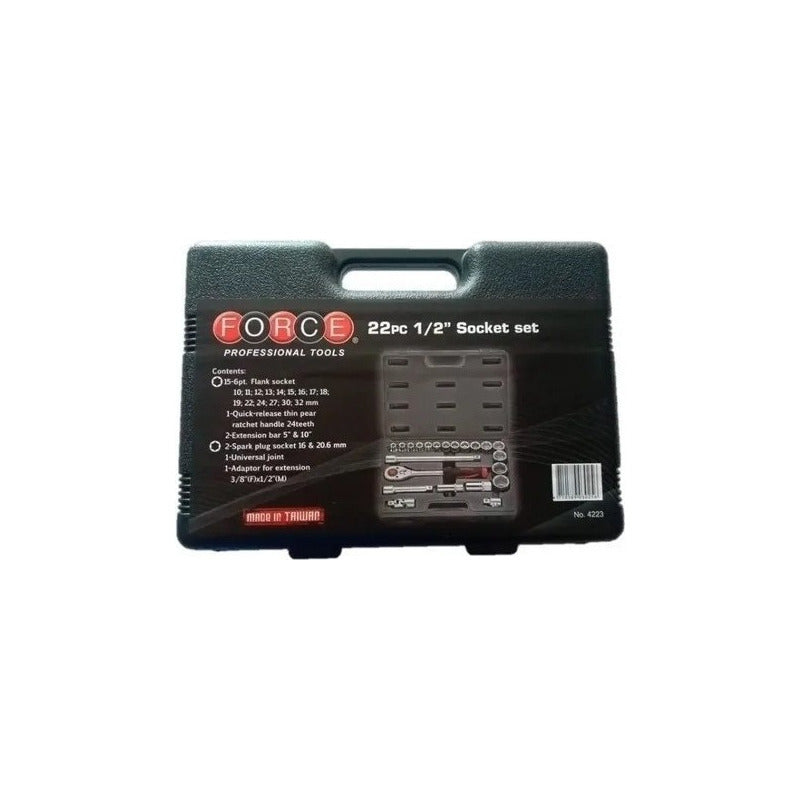 Juego De Dados Hexagonales 1/2`` 10-32mm (4223), Force Negro