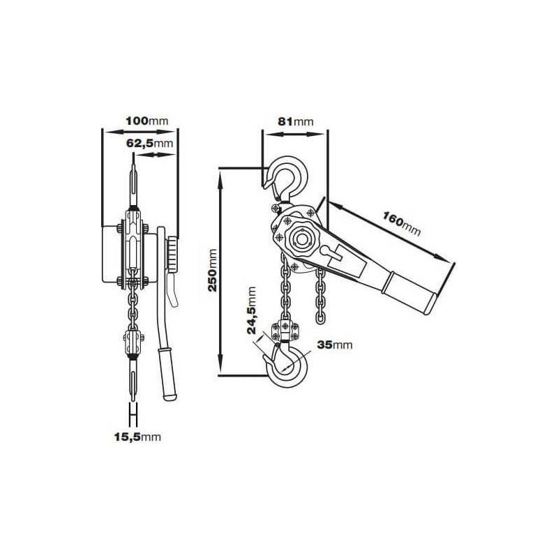 Tecle De Aluminio 0.5t 1.5m 4.3x12x1 Mini Itaka 521099