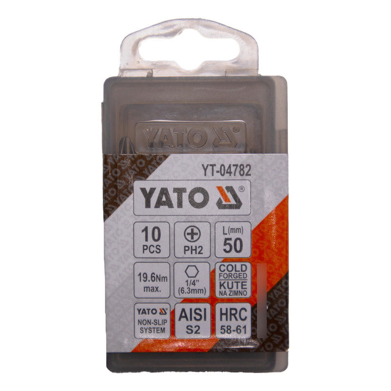 Set De 10 Puntas Philips Ph2 X 50mm Yato Yt-04782