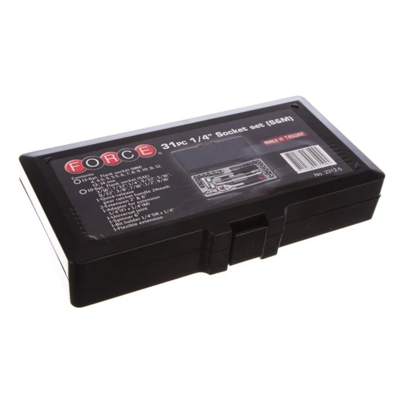Juego Dados Hex. []1/4`` Mm./puLG. 31 Piezas (2312-5), Force Cromo