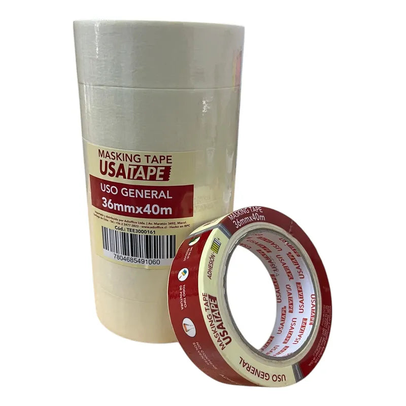 Cinta Enmascarar Masking Tape 36mmx40m Usatape Pack 6 Unid