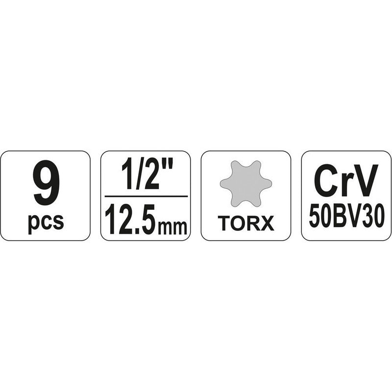Juego Dados Hembra Torx 1/2 9pcs Yt-0521 - Yato
