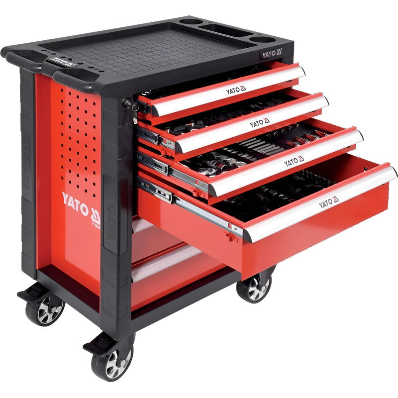 Carro De Trabajo Movil 6 Gabinetes 177 Pcs Yato Yt-55300 Rojo