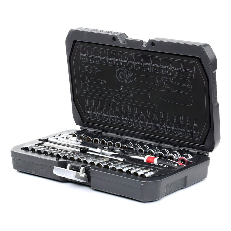 Juego De Dados 1/4 38 Piezas Yato Yt-14471 Maleta Negro