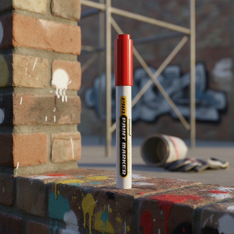Marcador Óleo Monami Pro Paint Rojo Punta Redonda Resistente Agua