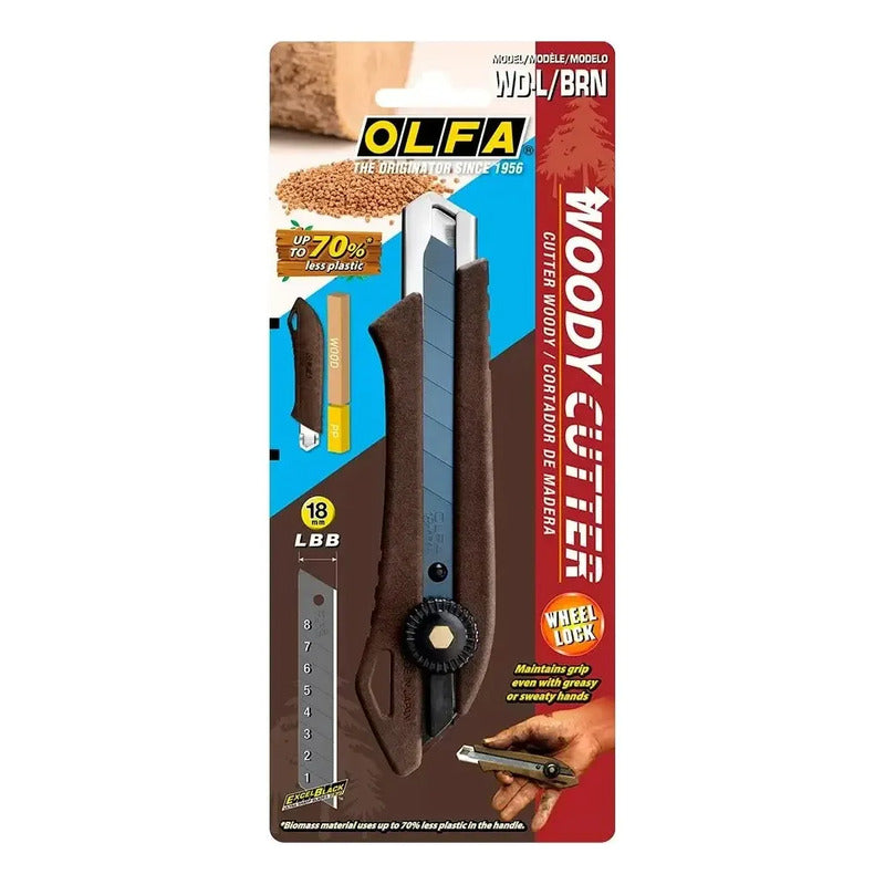 Cuchillo Cuerpo Madera 18 Mm Antideslizante Industrial Olfa