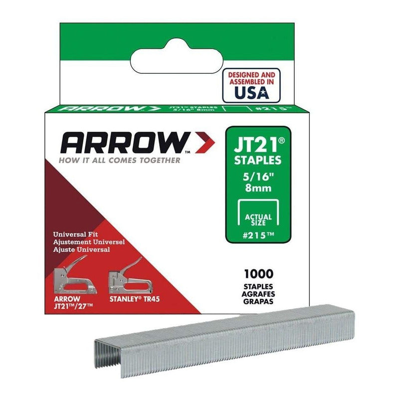 Grapas Para Grapadora Arrow 215 8mm X 1000 Unidades