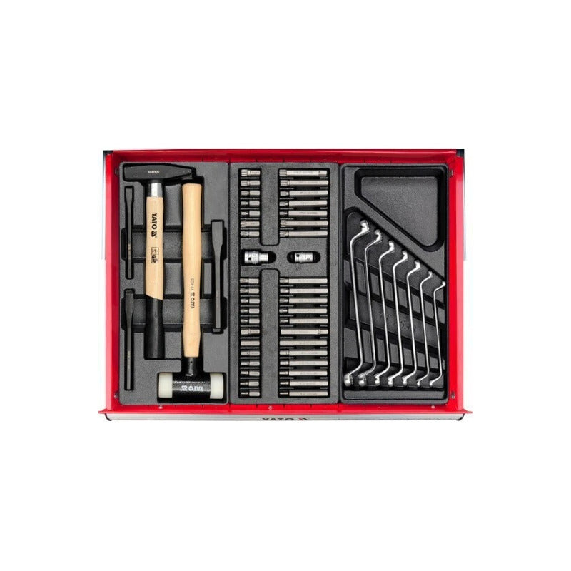 Carro De Trabajo Movil 6 Gabinetes 177 Pcs Yato Yt-55300 Rojo