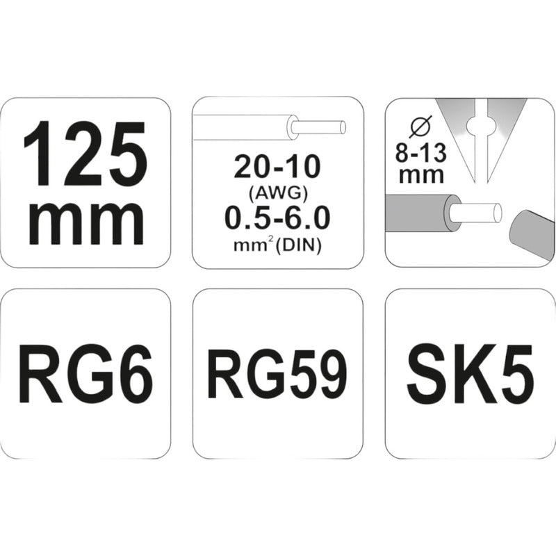 Herramienta Pelacables 125mm Rg6 Rg59 Yato  0.5-6.0 Yt-2274