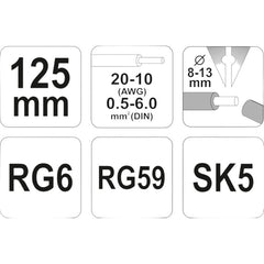 Herramienta Pelacables 125mm Rg6 Rg59 Yato  0.5-6.0 Yt-2274