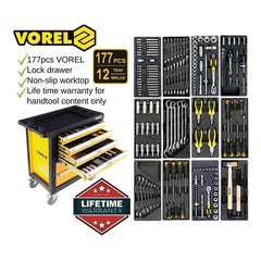 Carro De Herramientas 6 Gavetas 177 Pcs Vorel 58540 Polonia