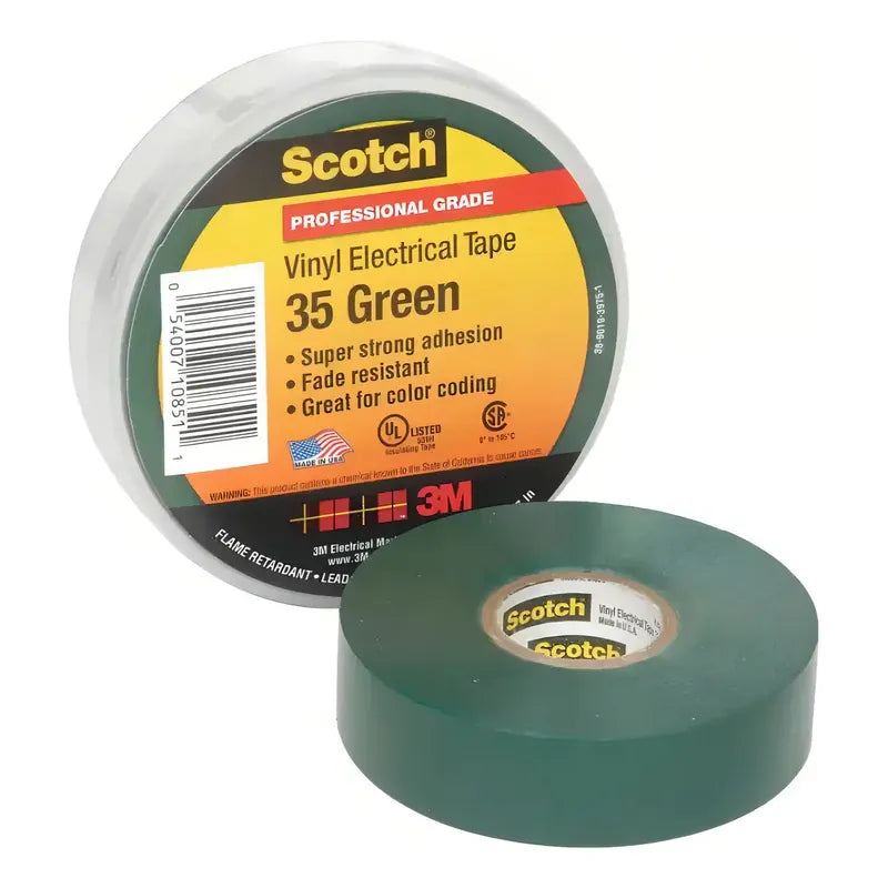 Cinta Aislante / Huincha Aisladora 3m 35 Verde 19mm X 20mt Negro