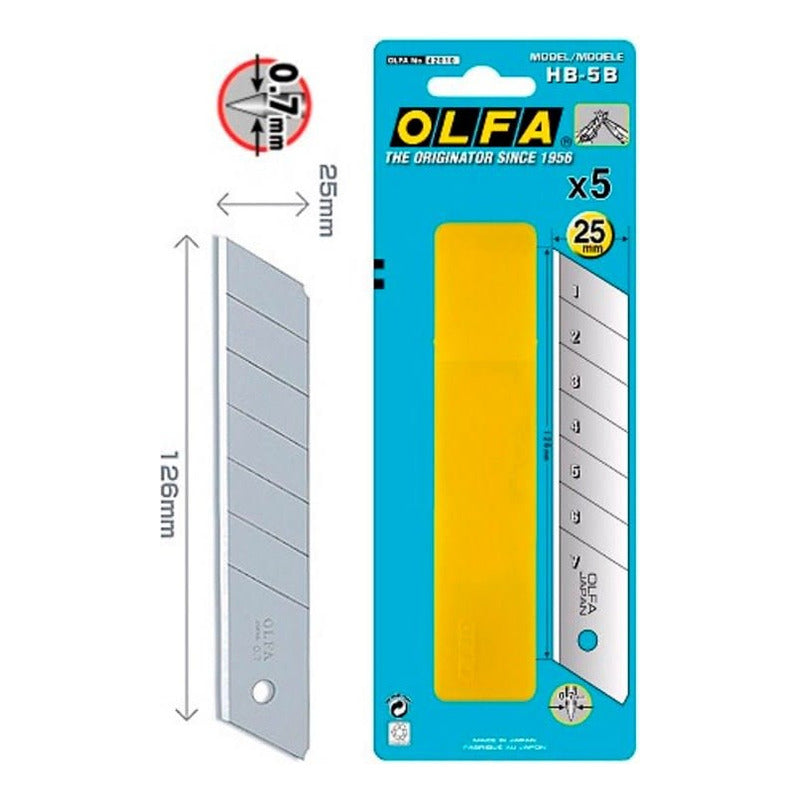 Repuesto Olfa Hb-5b Extra Heavy Duty 25mm 5 Hojas