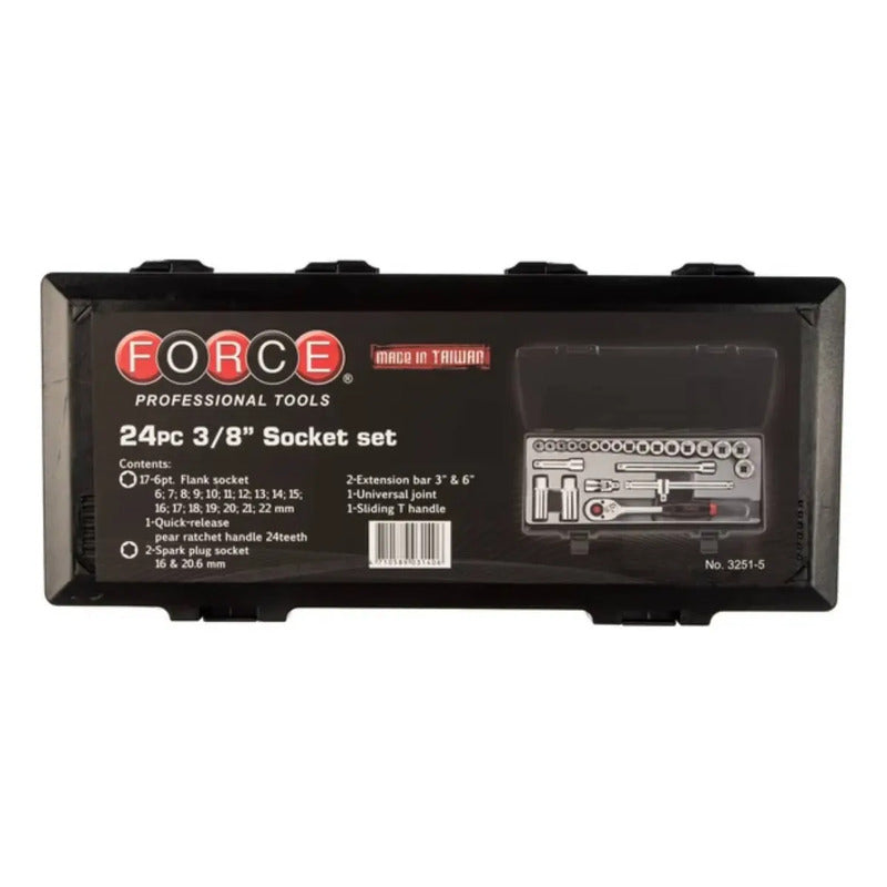 Juego De Dados []3/8 6-22mm. (3251-5), Force Negro