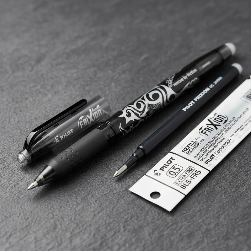 Pack Bolígrafo Pilot Frixion Ball 5 Con Repuesto De Tinta Termo Borrable Negra Negro