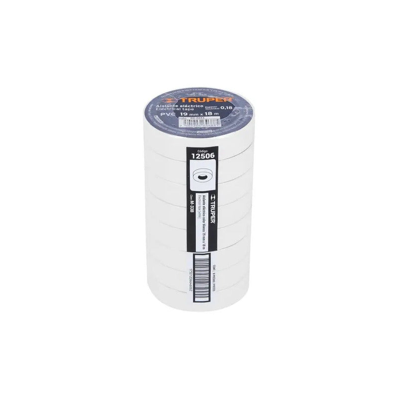 Huincha Aisladora 19mm X 18m Blanca Truper M-33b Blanco