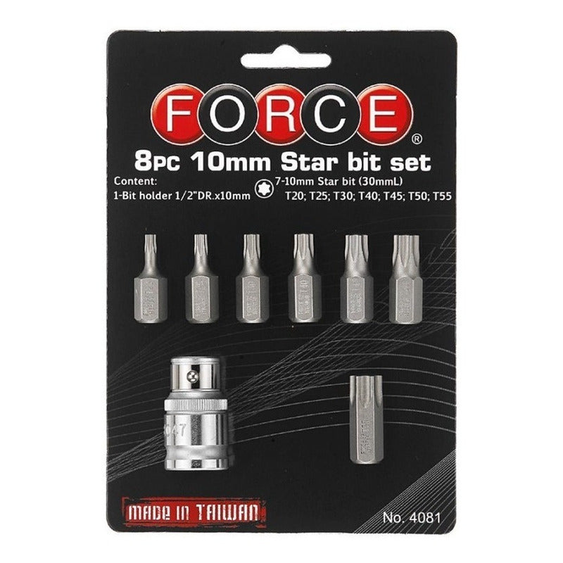 Juego De Puntas Torx Cuad1/2  T20-t55, 8 Pzas.  Force 4081