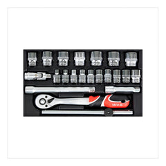Juego De Dados [ ] 3/8 22 Piezas - Yato Yt-38561 Negro