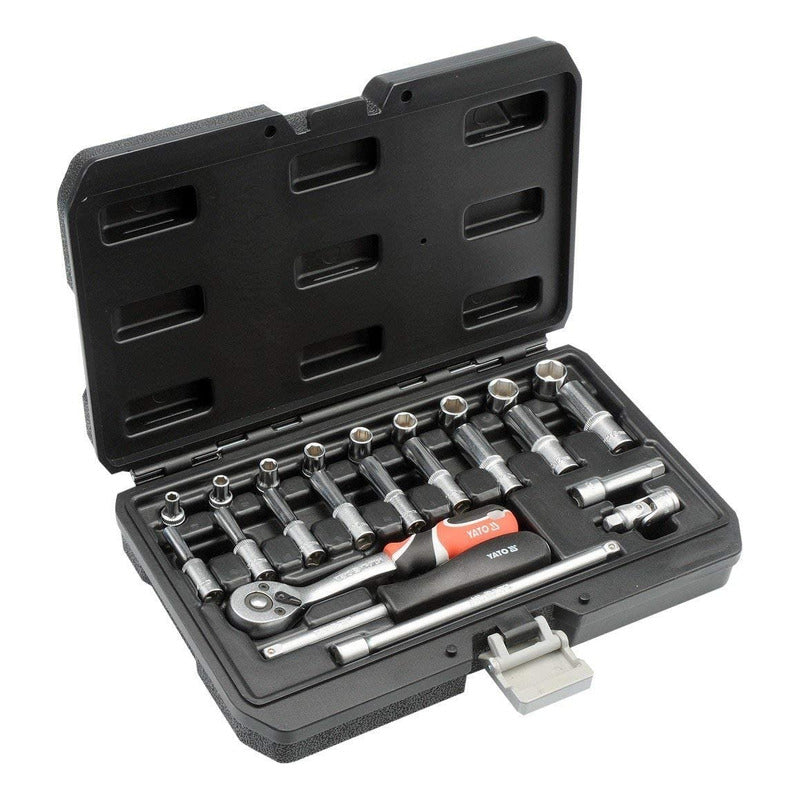 Juego De Dados [] 1/4 23 Piezas - Yato Yt-14451 Maleta Negro