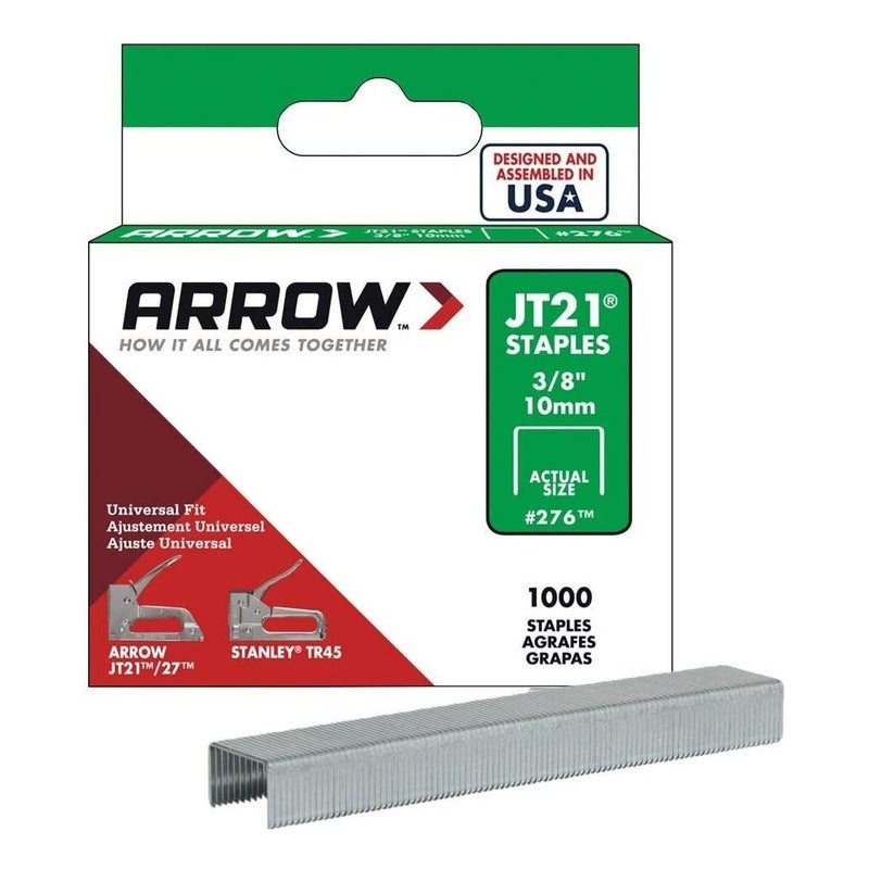 Grapas Arrow Jt21  3/8   (10mm) Caja 1000 Unidades 276