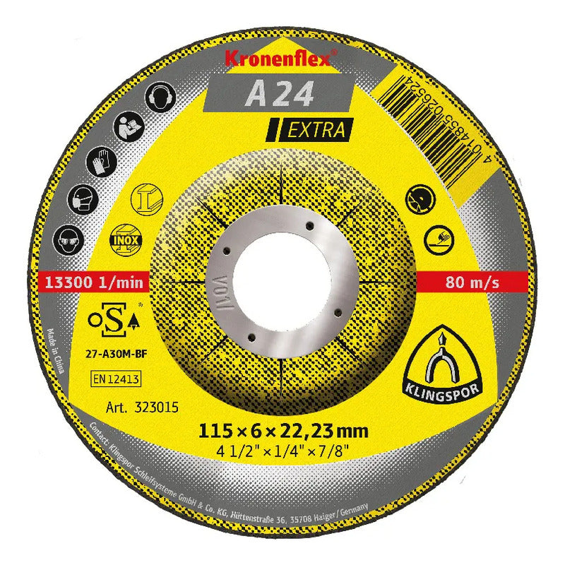 Disco De Desbaste 4.1/2  A24 Extra (323015) Klingspor Amarillo
